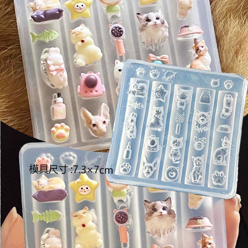 Cartoon manicure Melody Cady cat nail decoration high transparent mold DIY glue resin carving glue production