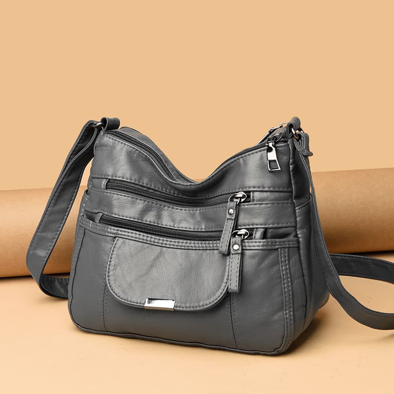 Fashionable Multi-Layer Shoulder Bag for Women 2023 New K-Style Versatile PU Soft Leather Cross-Body Bag for Middle-Aged Mothers