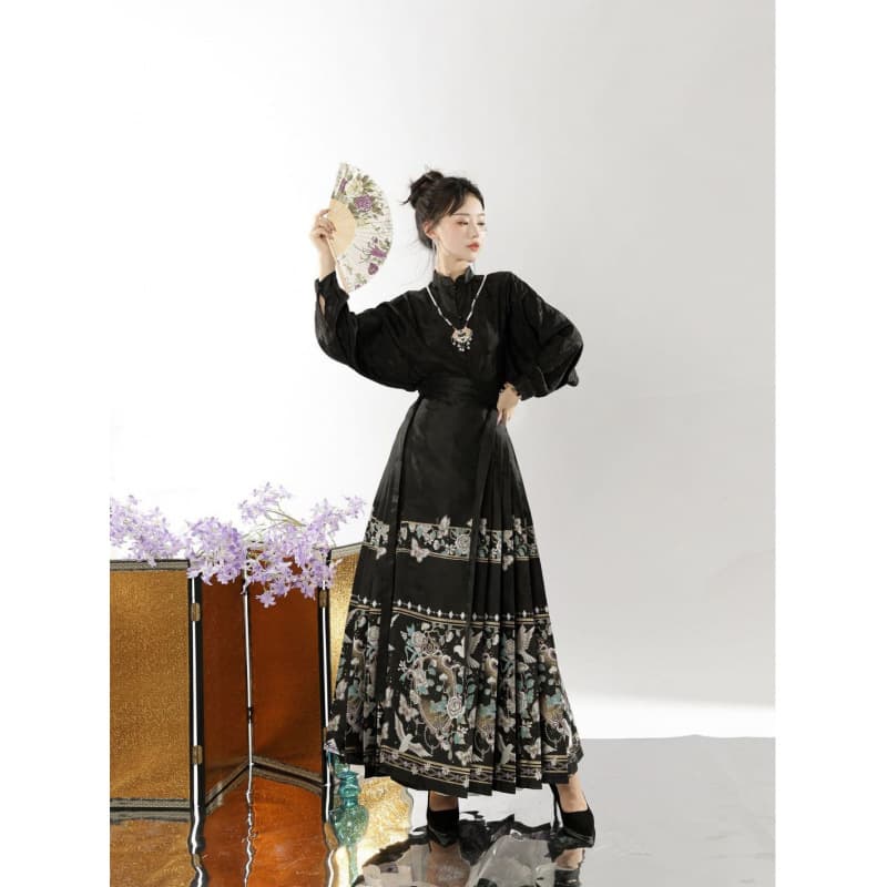 【Pu Sa Man】Horse-face Skirt Woven Gold Zhuang Hua Elegant Slimming National Fashion New Chinese Style Daily Commute Women's