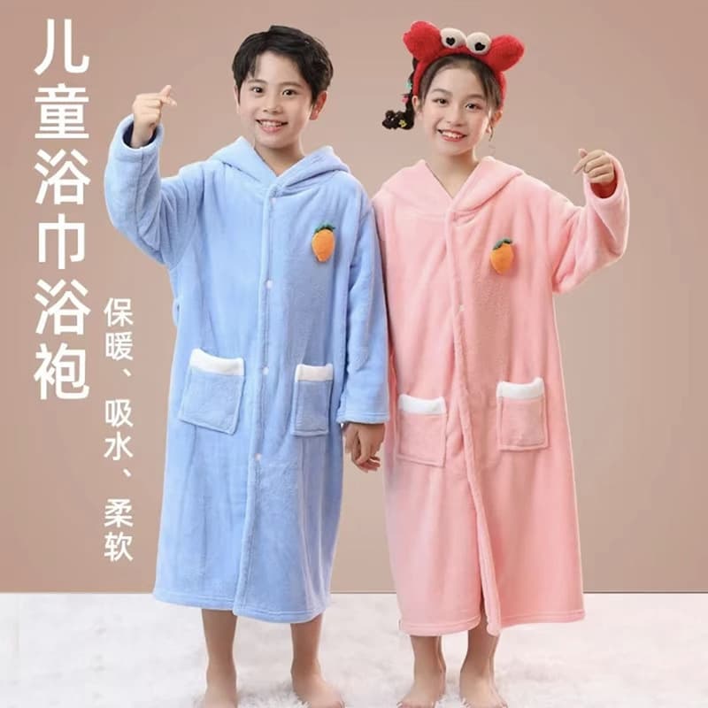 Children's Cape Towel Rabbit Bathrobe Children's Class A Thick Soft Hooded Cute Coral Fleece Long Cloak