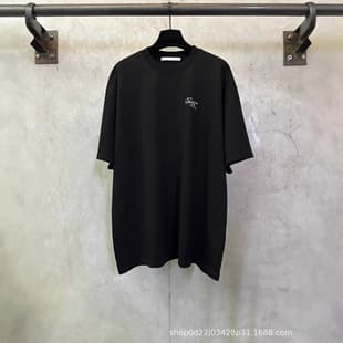 Heavyweight 400g GVC Stamp Letter Print Short Sleeve Loose Basic Versatile Commuter Unisex T-Shirt
