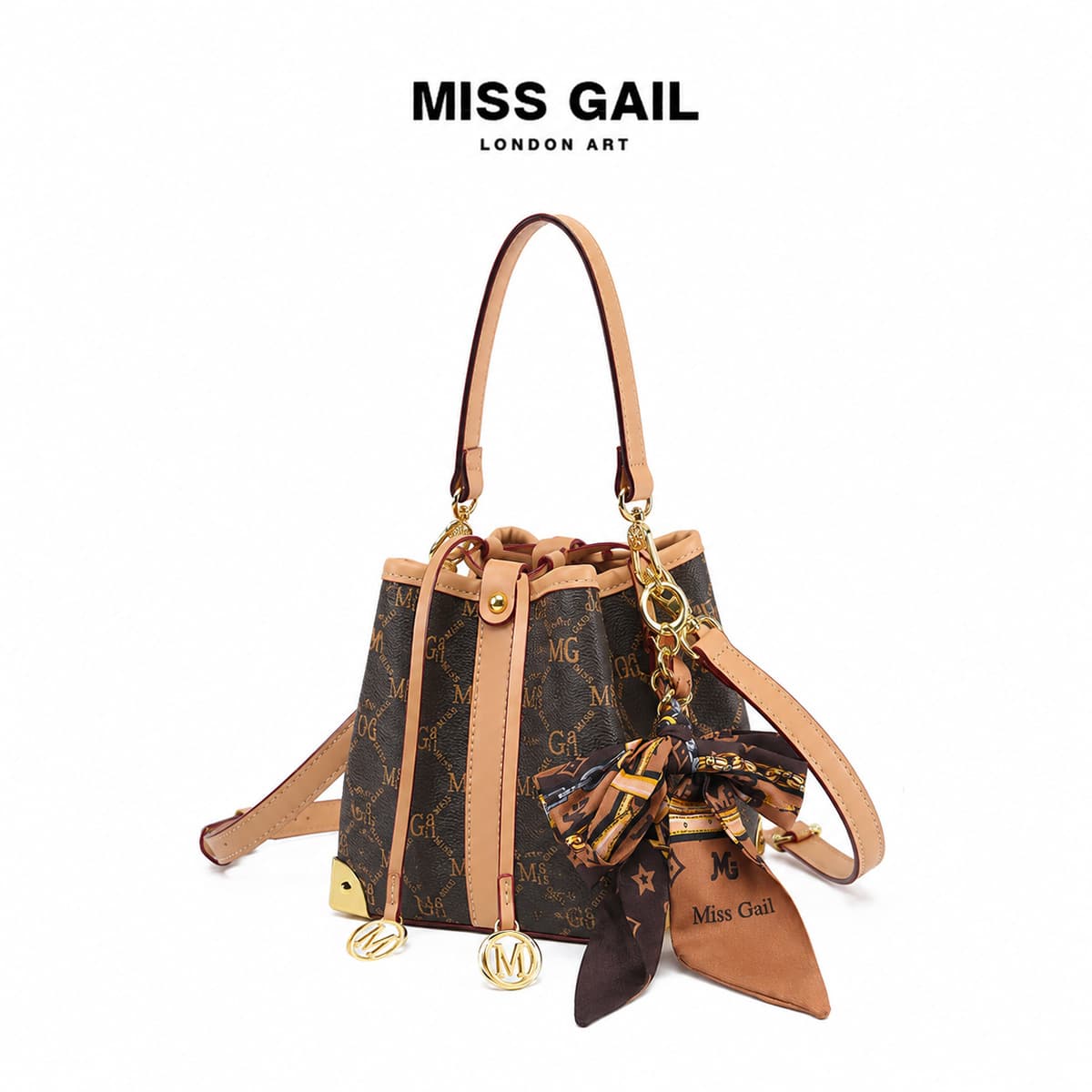Vintage Printed Bucket Bag for Women, Luxury Drawstring Handbag, New Fashion Versatile Shoulder and Crossbody Bag