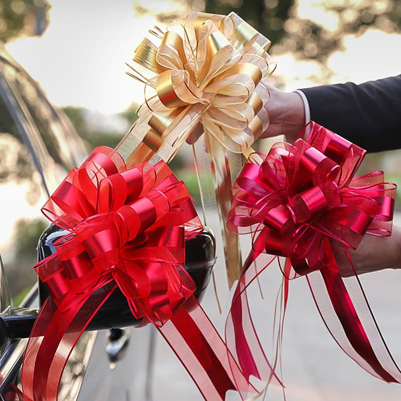 Wedding Car Decoration Ribbon Set for Car Team, Bridal Room Decor, Butterfly Wedding Gift, Side Car Ribbon Pull Flowers
