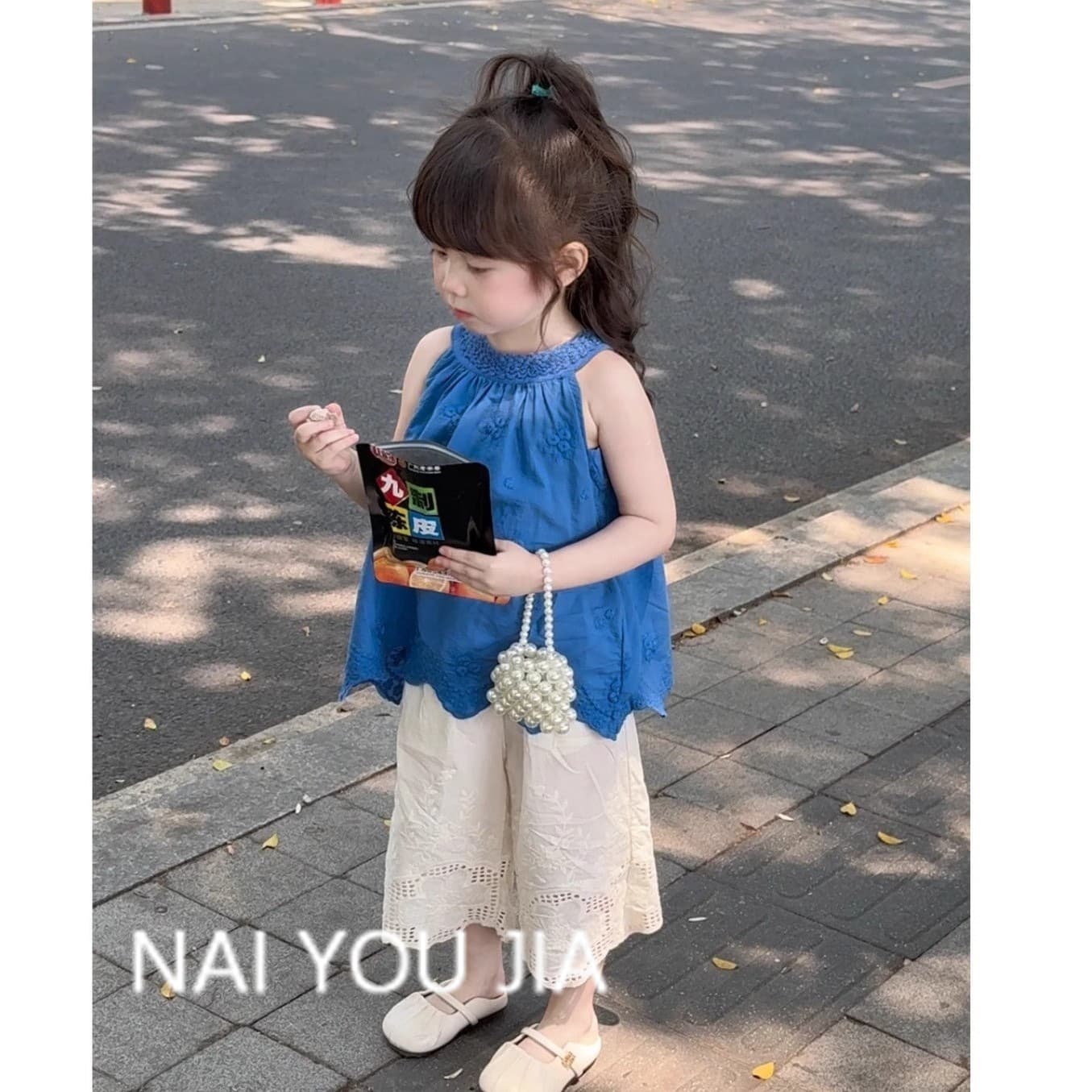 Creamy Girl's Style Suit Summer 2025 New Children's Fashion Top Baby Girl Korean Two-piece Trendy Set