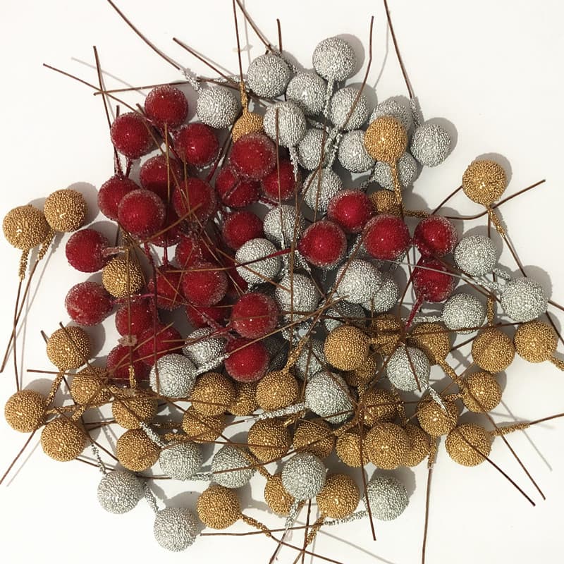 12mm single-headed glass bead fruit, foam frosted simulated bayberry, frosted fruit Christmas material manufacturer
