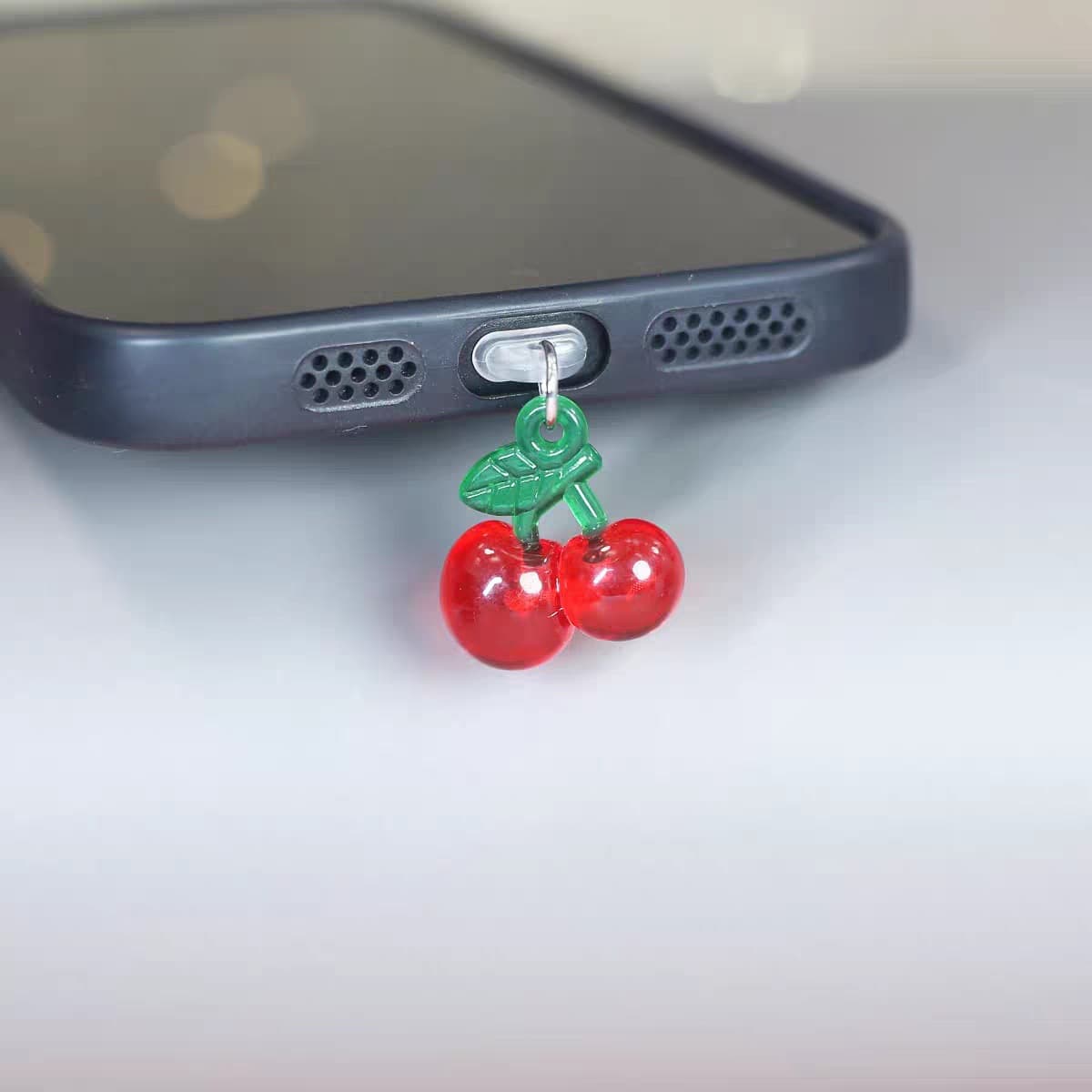 Creative Cherry Phone Dust Plug Charging Port Decoration for iPhone / Type-C / Charging Port