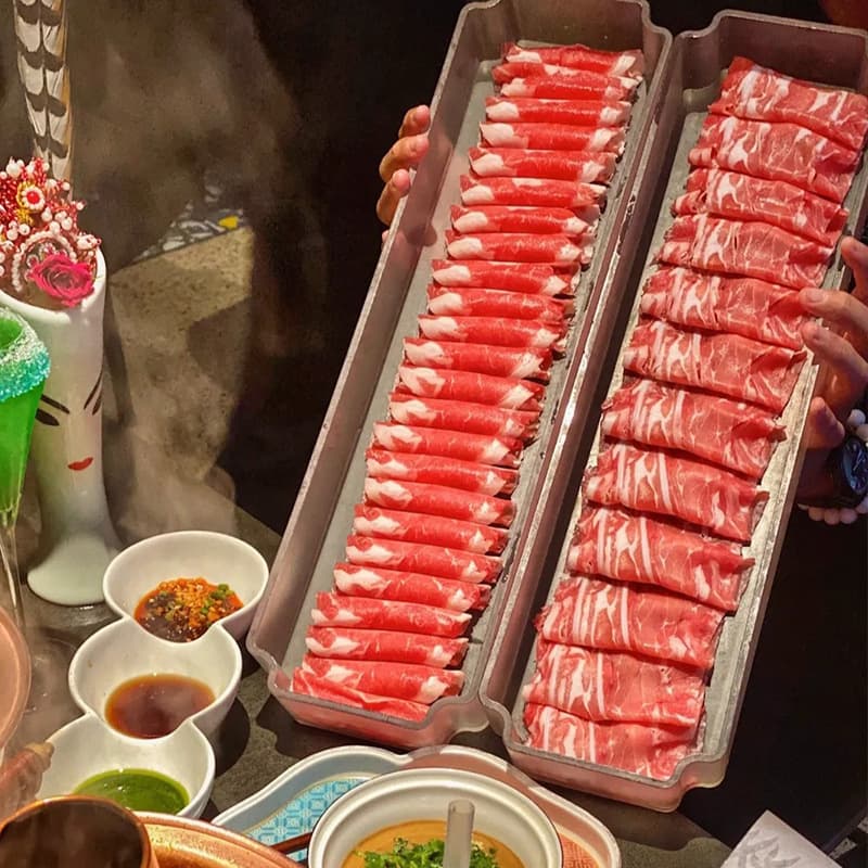 XinJingXi Transparent Acrylic Beef Tray for Hot Pot Restaurants, Extra-Long for Fatty Beef and Lamb Roll Side Dishes