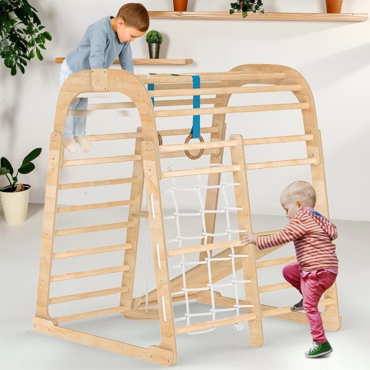 Wooden Climbing Dome Toy Frame Jungle Gym with Swing Home Play Gym Climbing Frame Wholesale