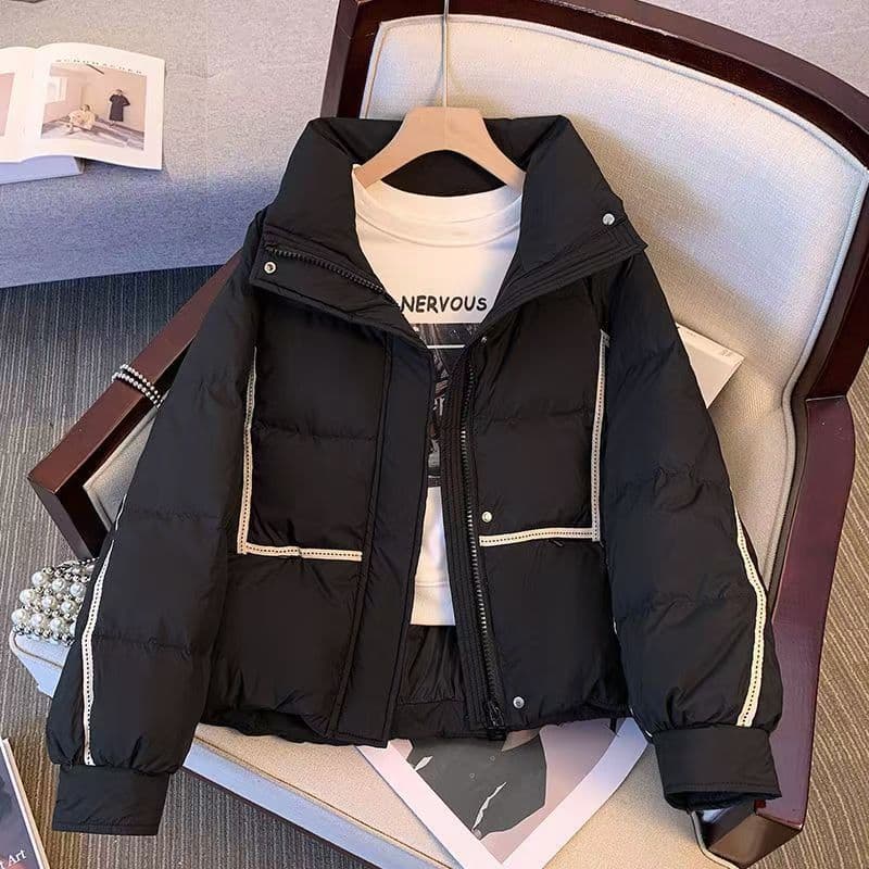 2025 New Women's Short Cotton Jacket, Korean-style Loose Casual Fashion Stand Collar Cotton Coat, Off-season Promotion