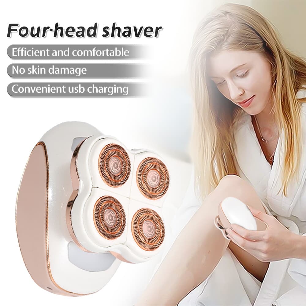 New Cross-Border 4-Head Electric Epilator for Women, Painless Full Body Hair Removal for Legs, Compact USB Rechargeable