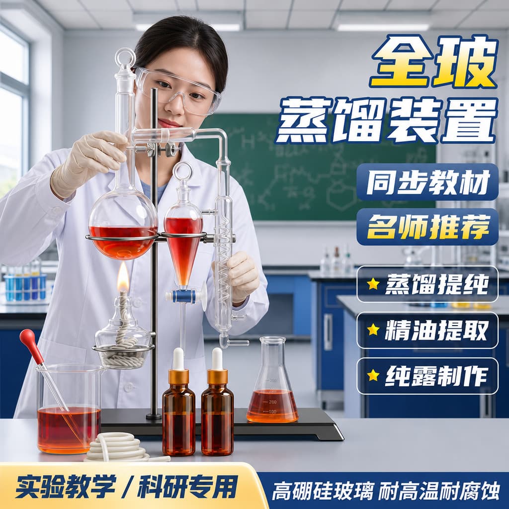 Distillation device all-glass petal toilet water purification essential oil extractor distillation extraction device chemical equipment