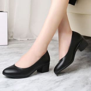 Comfortable Work Shoes Formal Interview Shoes Women's Leather Shoes Low Heel Black Spring Autumn