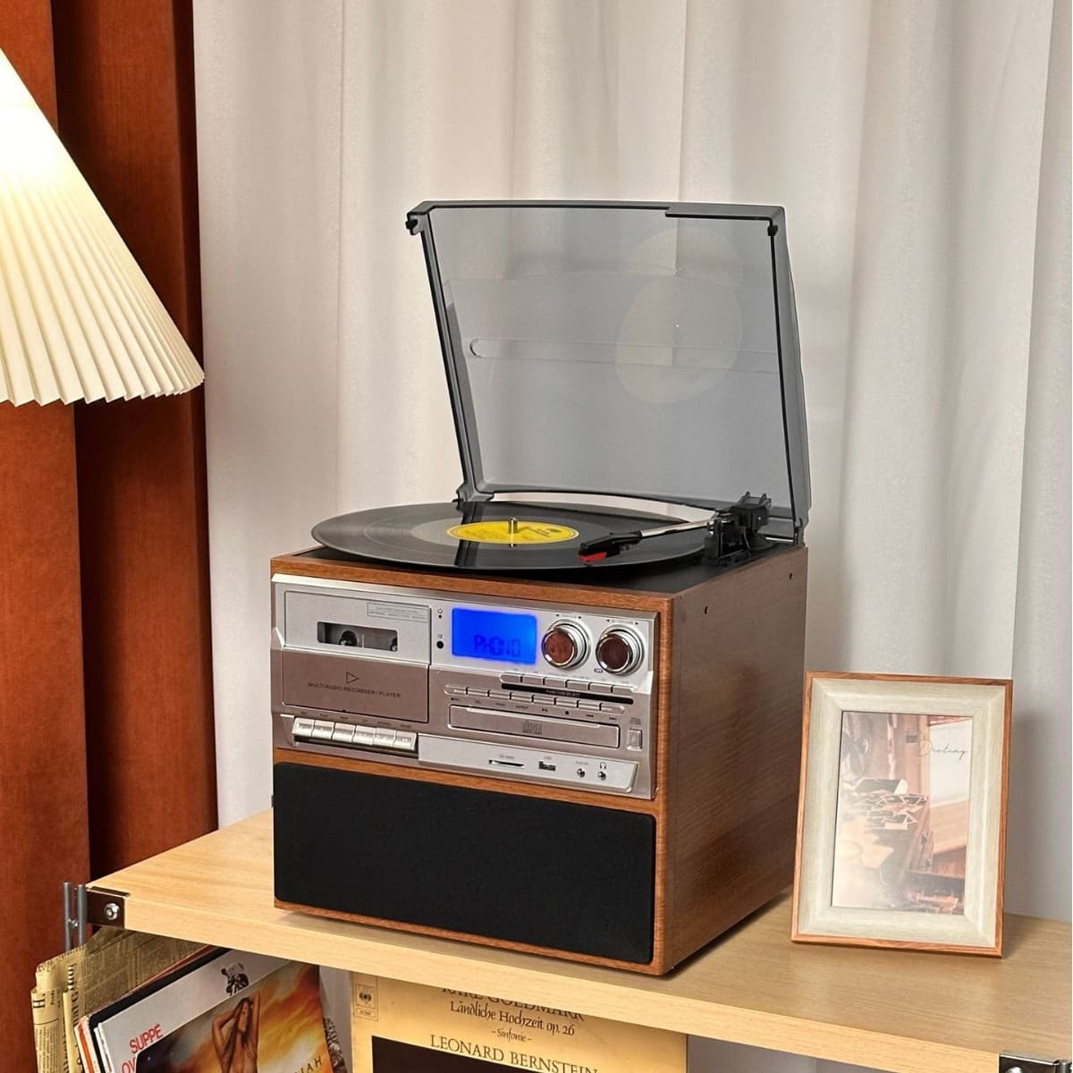 Cross-border Classic Multi-functional Vinyl Record Player Retro Phonograph CD Cassette HIFI Harman Sound Quality Bluetooth Audio