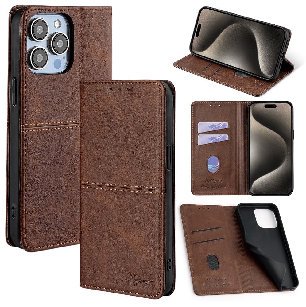 Leather Case for iPhone 17 Pro Max, Magnetic Flip Cover for Apple 15, 14, 12, 16 Pro Max Phone Case