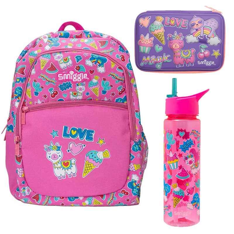 Australia Smiggle Primary School Student Cartoon School Backpack, Children's Double Shoulder Bag, Outdoor Casual Backpack, Large Capacity for Students, Special
