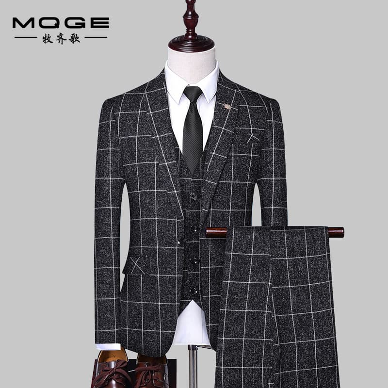 Mu Qige suit male groom wedding dress men's professional formal business slim suit suit men light business
