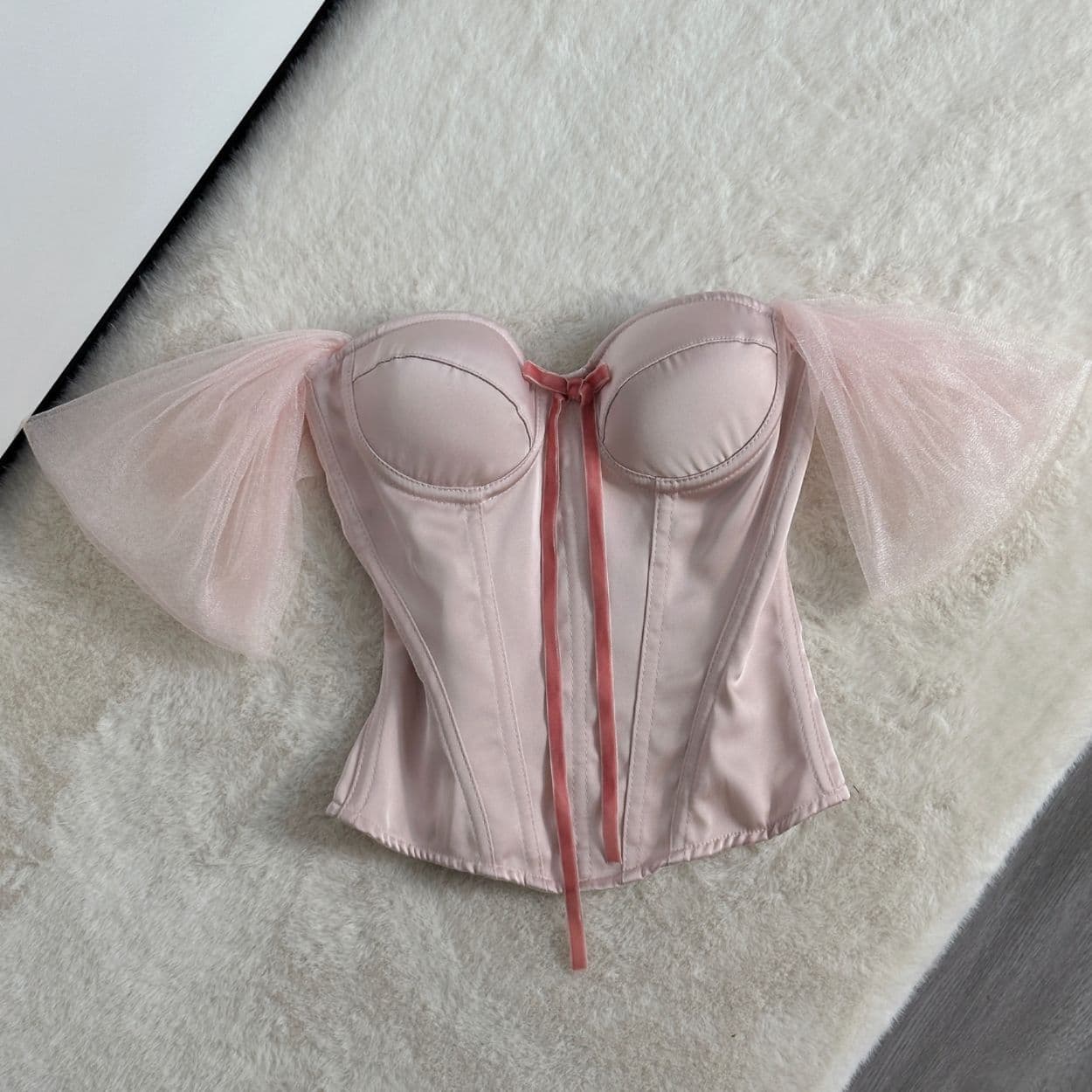 Pink fishbone bra wear high-end slimming tube top