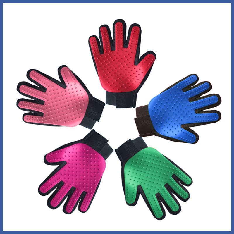 Pet Grooming Glove Multi-Color Massage Bath Cleaning De-Shedding Fur Removal Dog Hair Remover