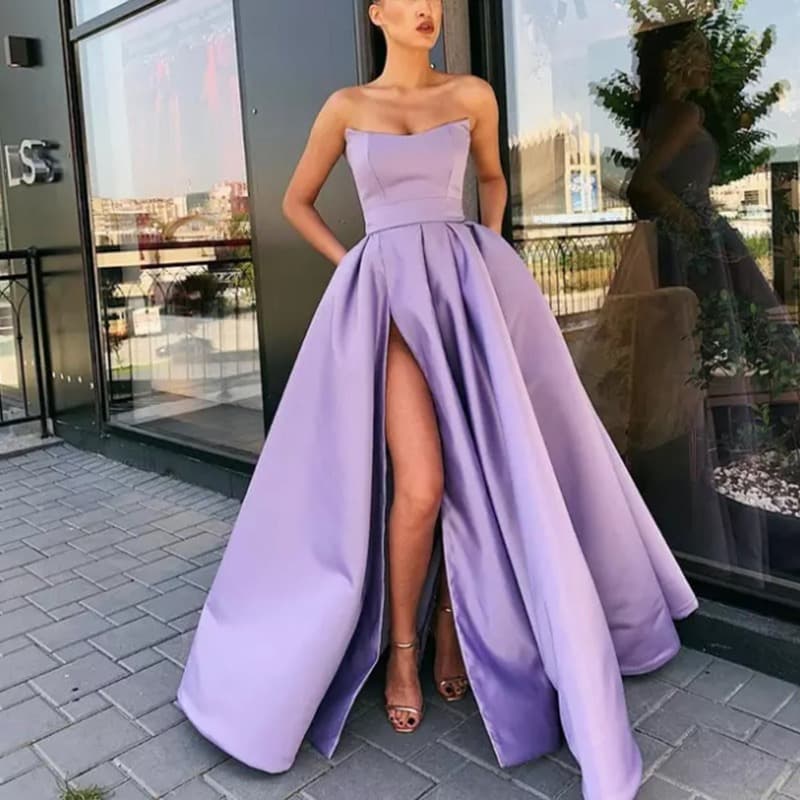2025 New European and American Export Formal Dress Sexy Strapless Split Long Banquet Host Evening Gown