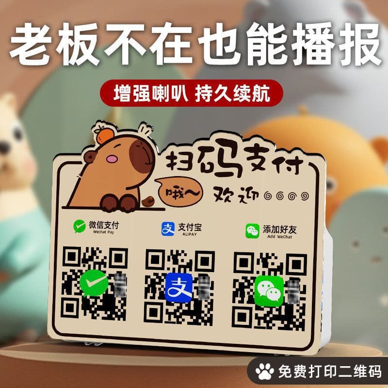 Payment Soundbox Voice Announcement QR Code Plate Money Receiver Audio Alipay Bluetooth Speaker Payment Collection Other