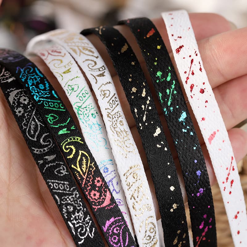 Gold and silver hot stamping paisley shoelaces for AJ1 AF1 Air Force 1 sneakers, men's and women's DUNK splatter shoelaces, one pair