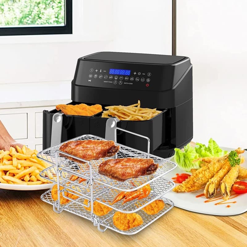 Cross-Border Ecommerce Air Fryer Accessories Three-Layer Steaming Rack Stainless Steel Air Fryer Parts