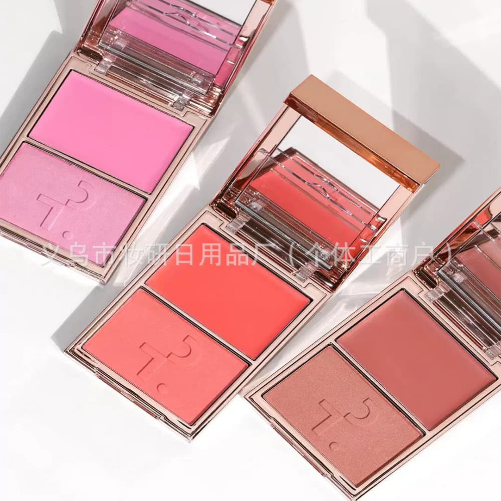 Cross-border Exclusive Patrick Ta Velvet Blush Dual-Color Blush Eyeshadow Contour Wet and Dry Lip and Cheek Dual-Use