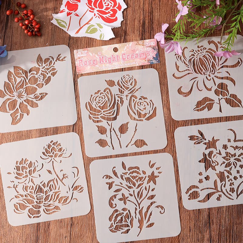Hollow-out Painting Template Ruler, Scrapbooking Pattern Material, Children's Doodle Drawing Board, Student Hand-copy Report Flower Template