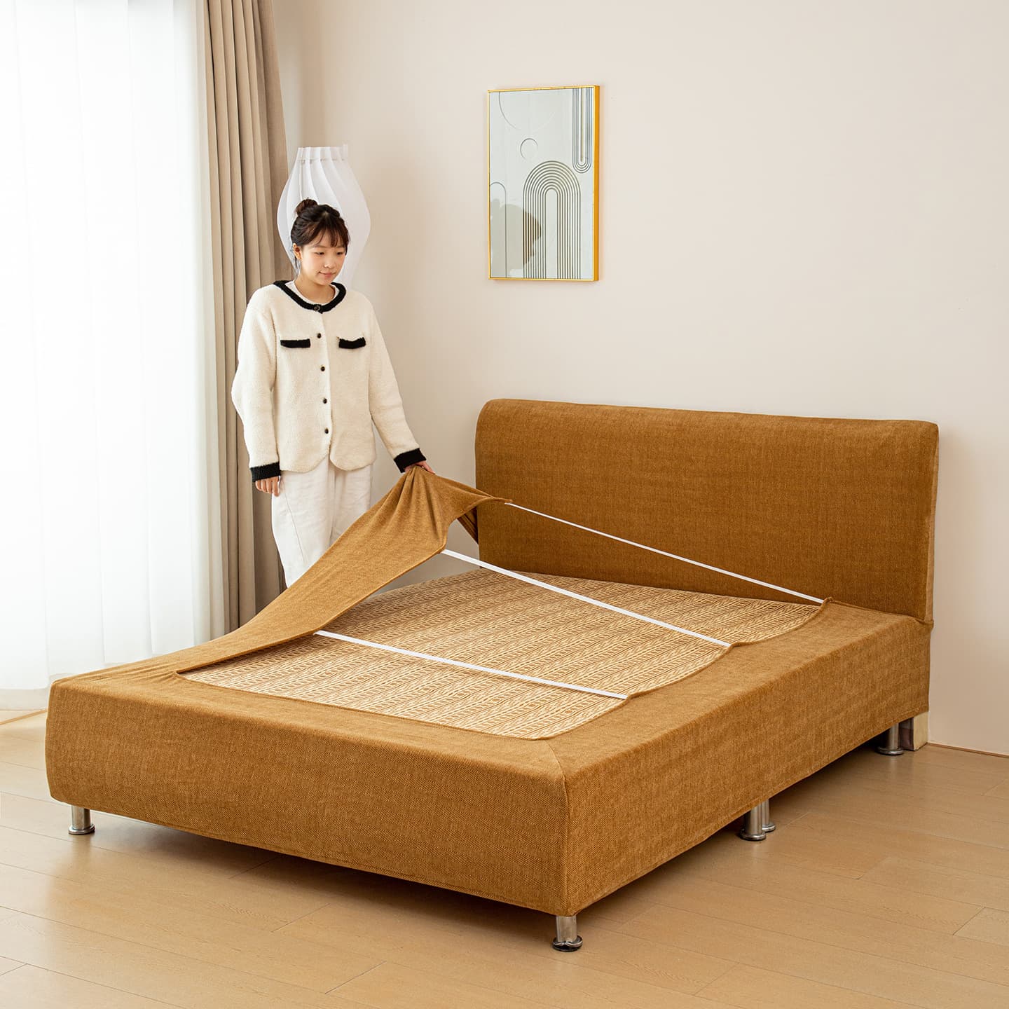 Cross-border Solid Color Bed Skirt Cover Dust-Proof Protective Cover Full Wrap Removable Washable Home Bed Cover for Foreign Trade E-commerce Wholesale