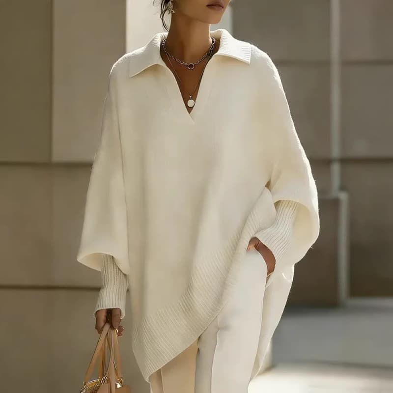 2026 spring new independent station solid color long-sleeved sweater lapel loose lazy style outer sweater for women