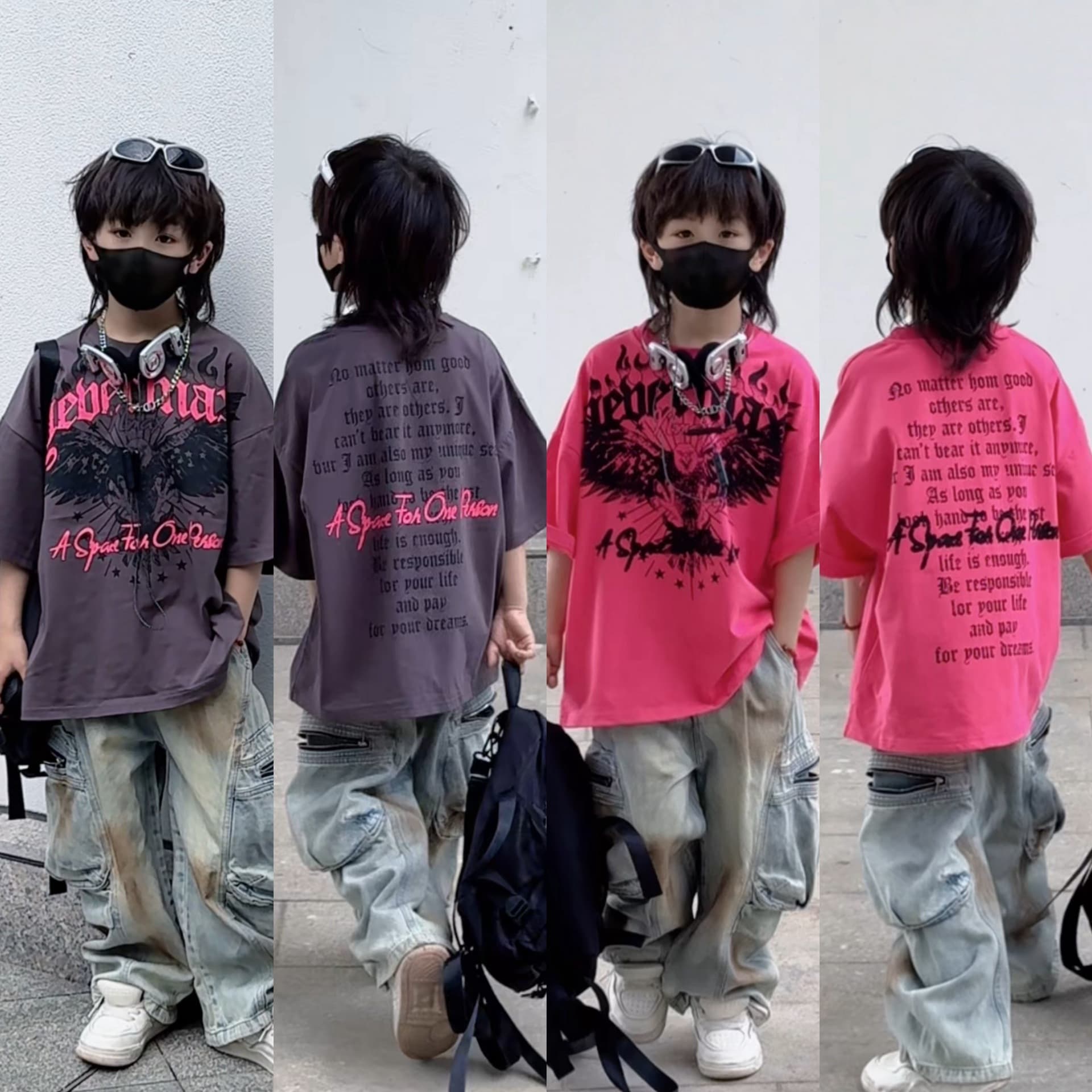 2025 New Kids Summer Ins Casual Style Short Sleeve Boys Girls Korean Version Eagle Print Loose Trendy Cool T-Shirt