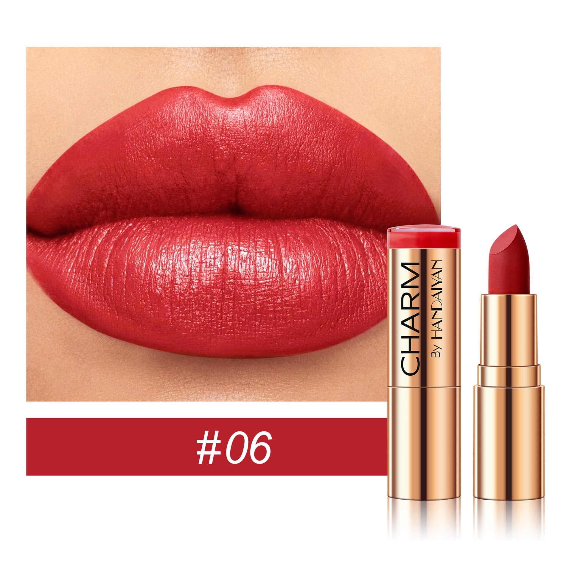 Cross-border Lipstick Moisturizing Lipstick Waterproof HANDAIYAN Lipstick Easy to Color Enhance Complexion Waterproof 8 Colors Lipstick
