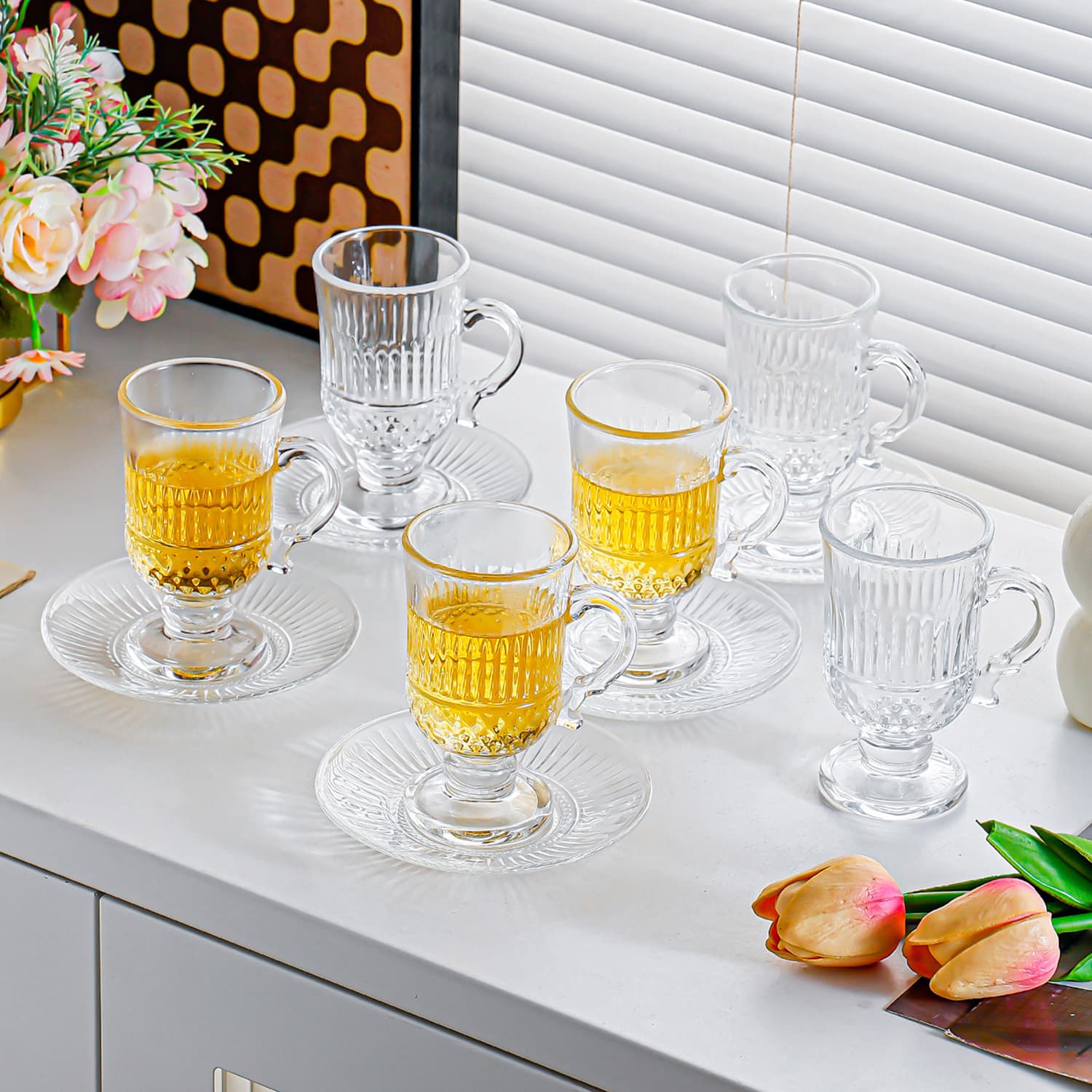 Design niche glass cup for women with good looks mug mug coffee milk cup goblet breakfast cup