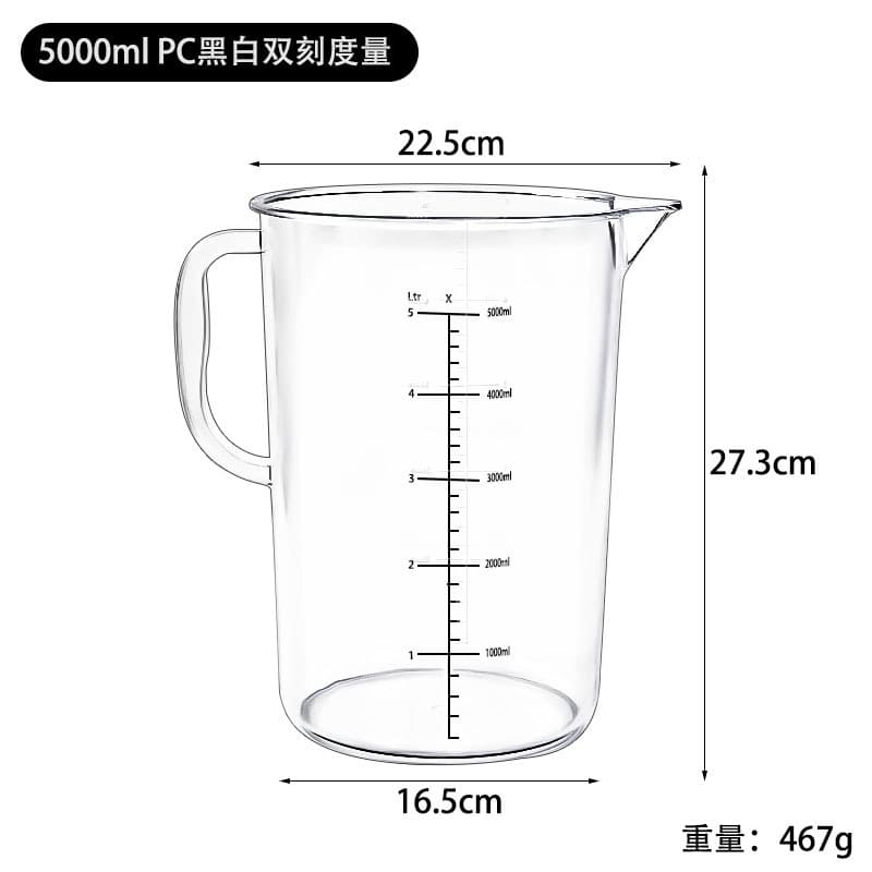 Graduated Measuring Cup Large Capacity Food-Grade Plastic Measuring Bucket 1000ml 5000ml with Milliliter Scale and Lid for Milk Tea Commercial Use