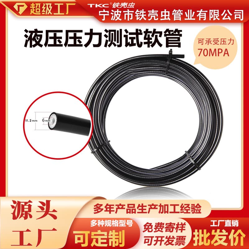 Pressure testing hose DN6 70MPA, hydraulic pressure testing hose, pressure gauge cable, PA hydraulic oil pipe
