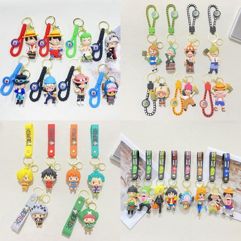 Cross-border Anime New One Piece Keychain Luffy, Nami, Sanji, Zoro Keychain Figurines for Men and Women Pendants and Charms