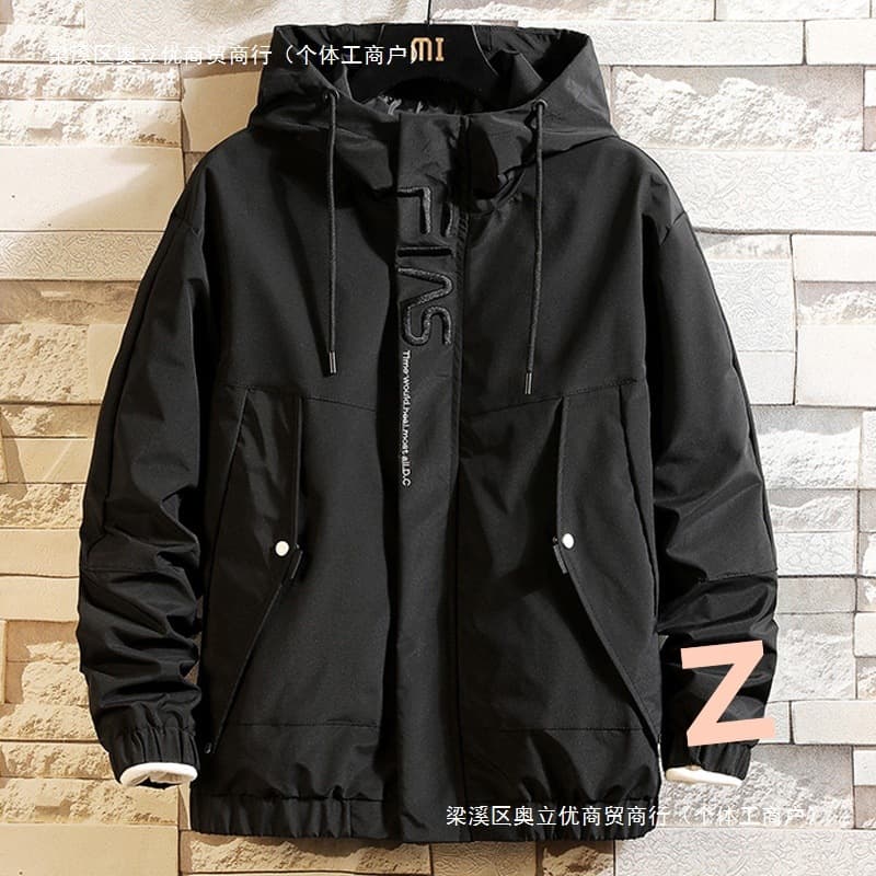 Jacket Outerwear Men's Autumn Winter Korean Style 2025 Fleece Lined Loose Fall Hooded Workwear Top Men's Clothing