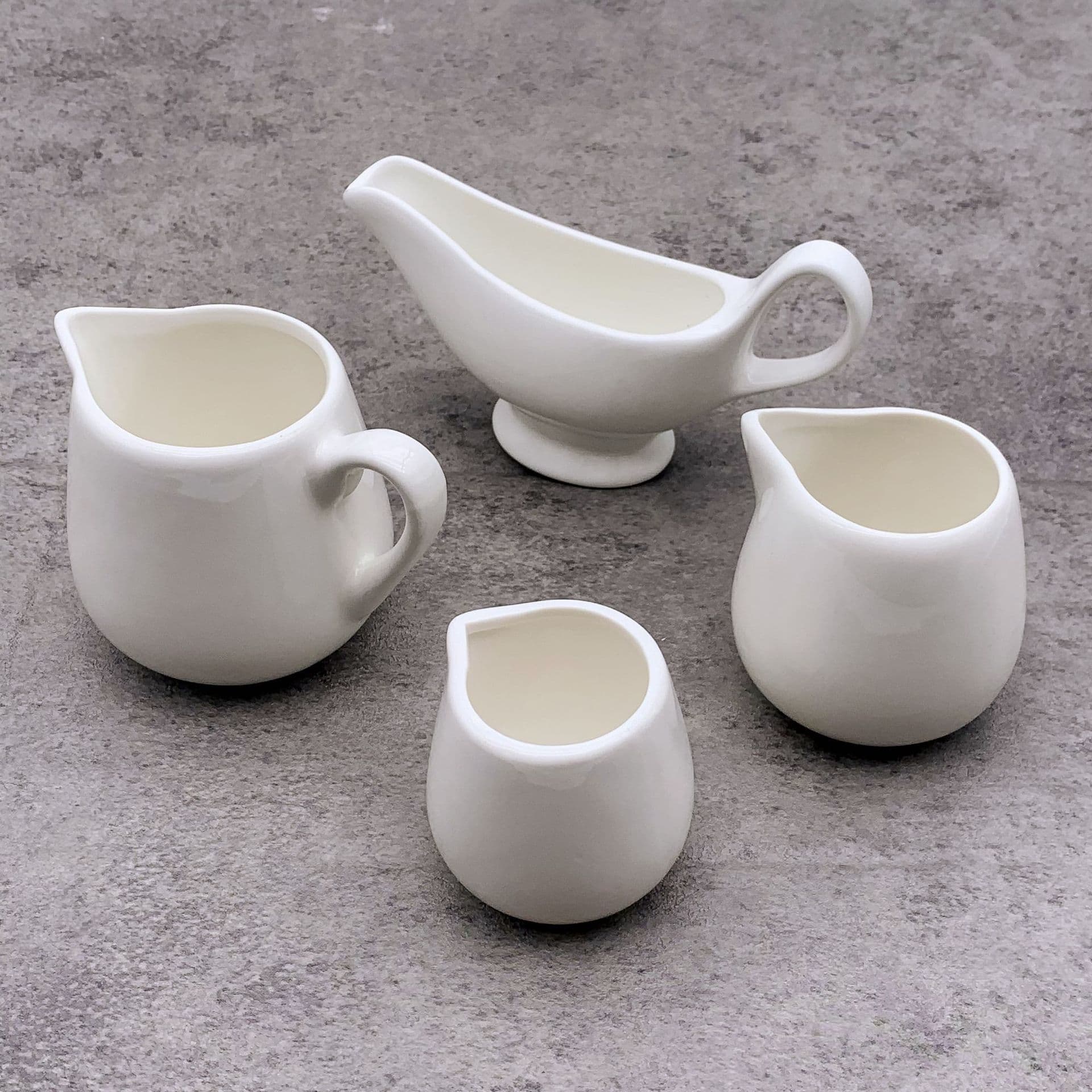 Pure White Ceramic Western Steak Sauce Jug Coffee Creamer Milk Pitcher with or without Handle Milk Spoon Milk Pitcher