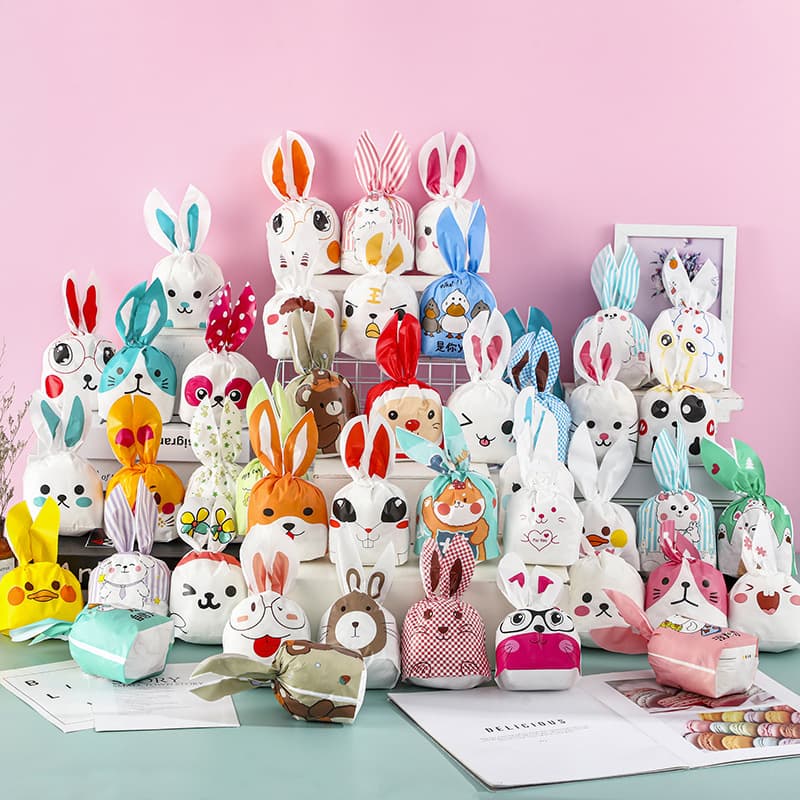 Baked Rabbit Ear Snack Bags, Rabbit Bags, Cookie and Candy Packaging Bags, Gift Bags, Nougat Bags, Green Dumpling Packaging