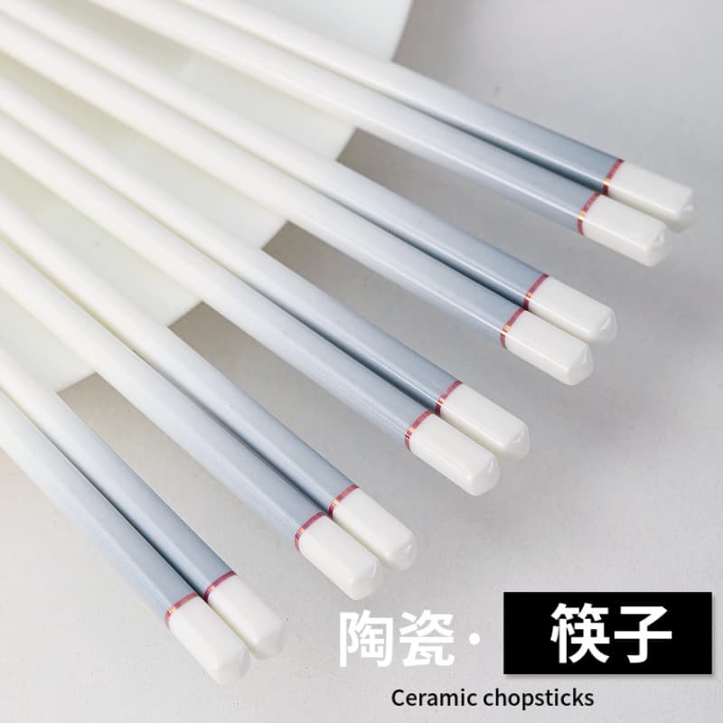 Gradient Gray Ceramic Chopsticks, High Temperature Resistant, Non-Mildew, Porcelain Chopsticks, Anti-Mold, Premium Tableware Gift
