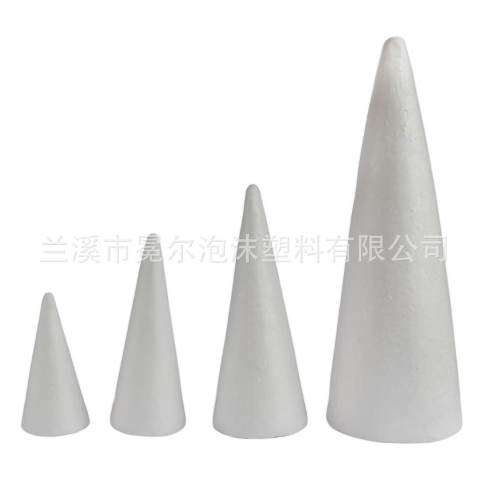 EPS manufacturer directly supplies polystyrene foam cone blanks for Christmas DIY decoration and painting.