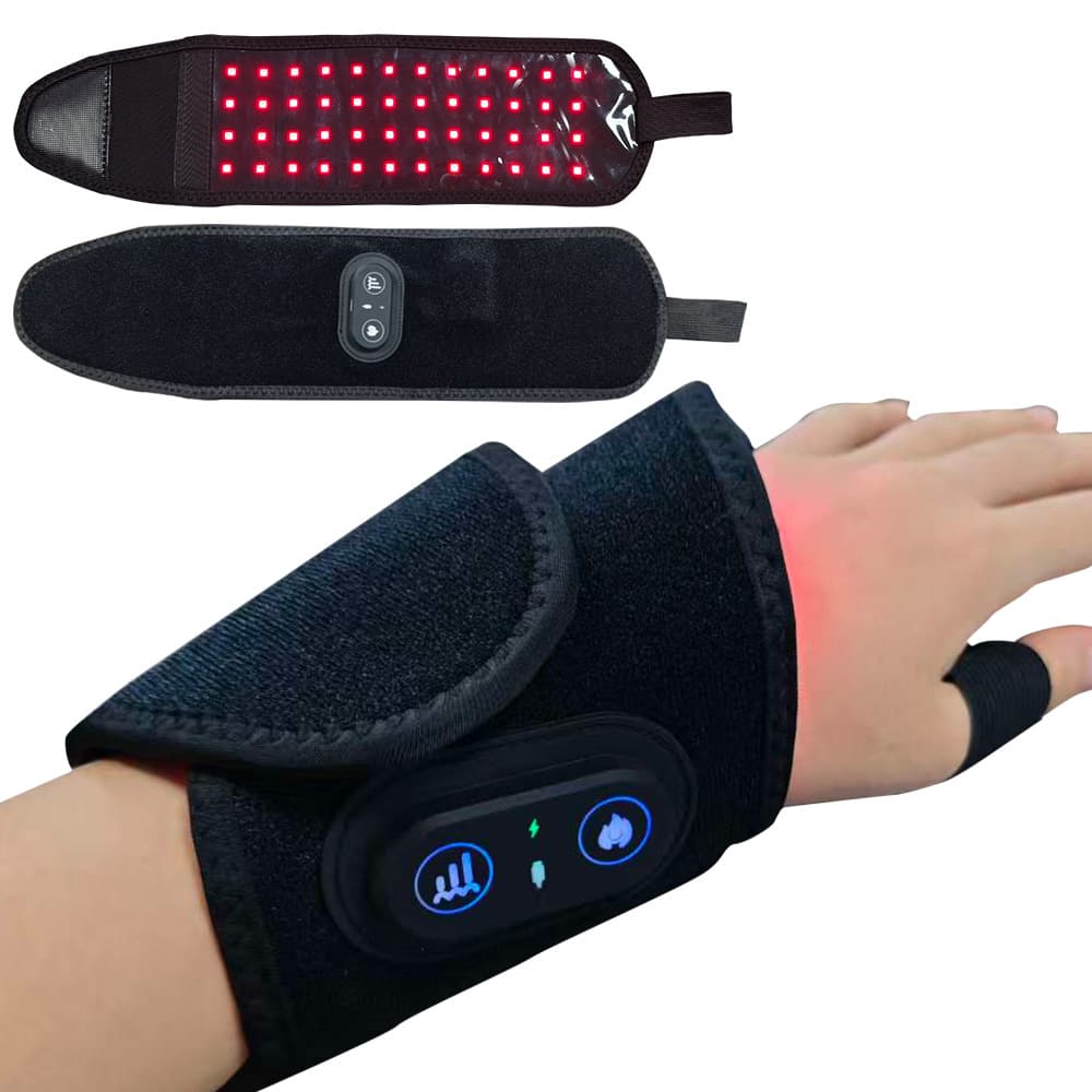 LED Red Light Heat Therapy Wristband with Moxibustion Heat Compress, USB 3-Level Temperature Control Heating Wristband