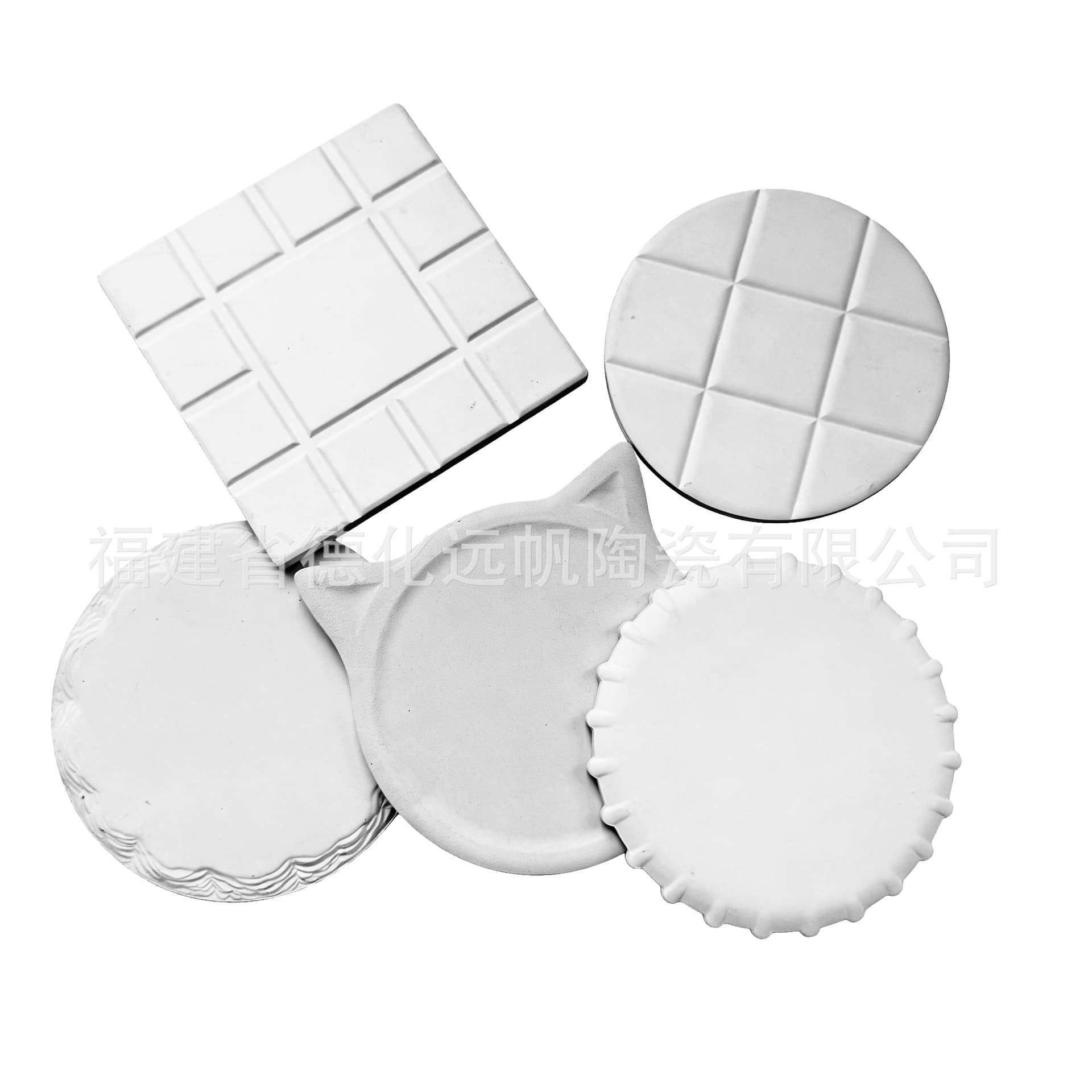 Factory Direct Cat Ceramic Coaster White Bisque Round Heat Insulation Pad Absorbent DIY Pattern UV Printing Wholesale