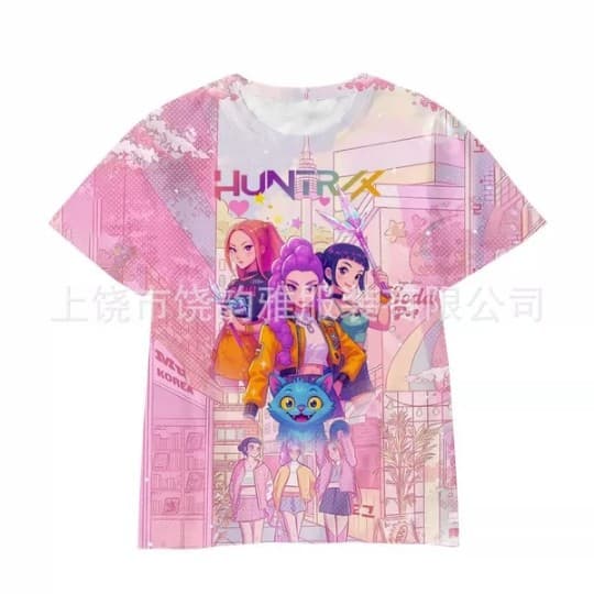 K-Pop Kpop Hunters Cartoon 3D Full-Body Printed Rumi Mirazoi Children's Short-Sleeve T-Shirt