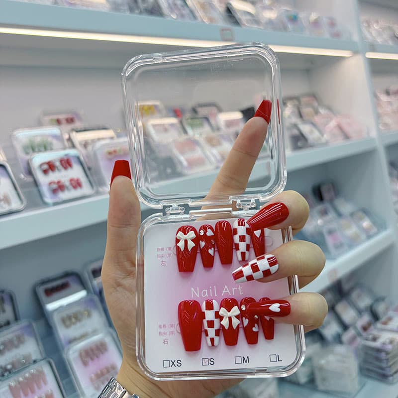 Bow Series Handmade Press-On Nails Matte Nail Tips Blind Box Live Streaming Street Stall Wholesale Press-On Nail Tips
