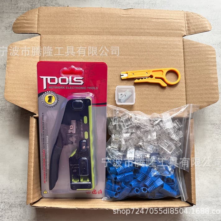 Cross-border Supply 6P8P Network Crimping Tool, Multi-function Through-hole RJ45 Crimping Pliers Kit, Network Pliers