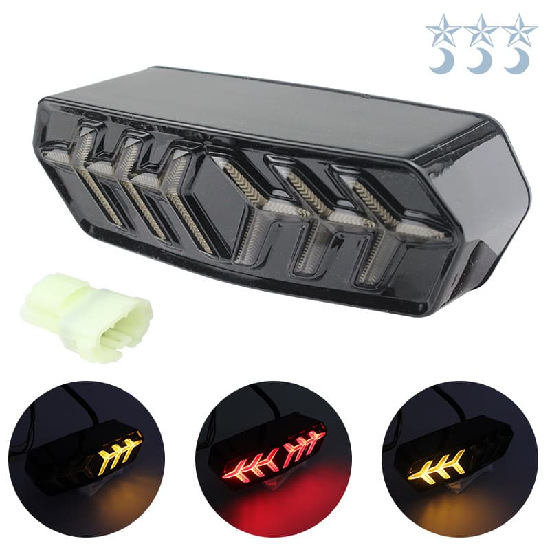 Cross-border Motorcycle Accessories LED Tail Light Fishbone Sequential Turn Signal Brake Light for Yamaha Honda
