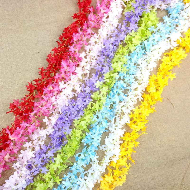 Artificial Lilac Flower Vine Fake Flowers Plastic Flower String for Indoor Ceiling Air Conditioning Pipe Wrapping Wholesale