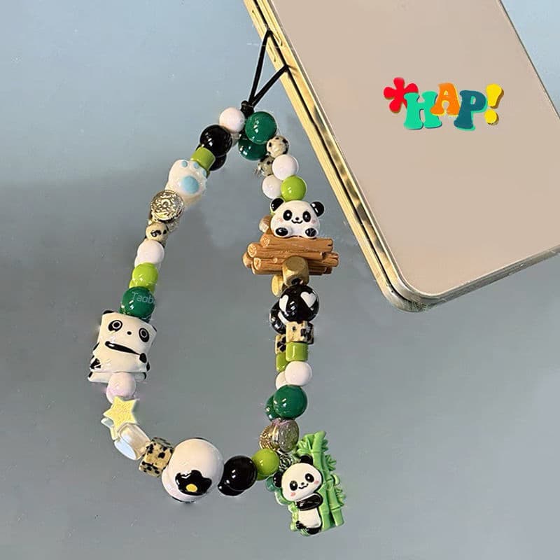 Original Chinese-style Cartoon Panda Beaded Phone Strap Cute Bag Charm Gift Panda Ins Accessory