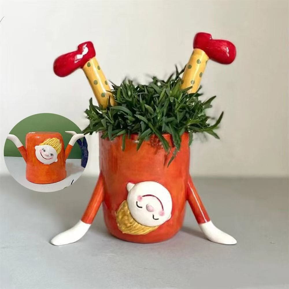 Cross-border New Creative Inverted Resin Flower Pot Ornaments Funny Girl Inverted Potted Plant Ornaments Resin